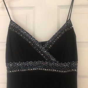 Black Evening Gown with Blue/Silver Beading